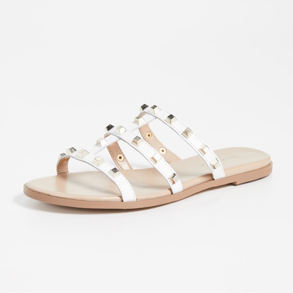 Villa Rouge Shoes - Villa Rouge ‘Sophie’ White Studded Slide Sandals, Size 8.5